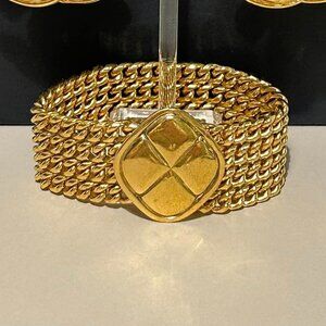CHANEL Vintage 24k Gold Plated Link Bracelet